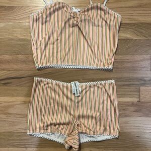 Dippin' Daisy's Striped Intimate Set - Orange and Green